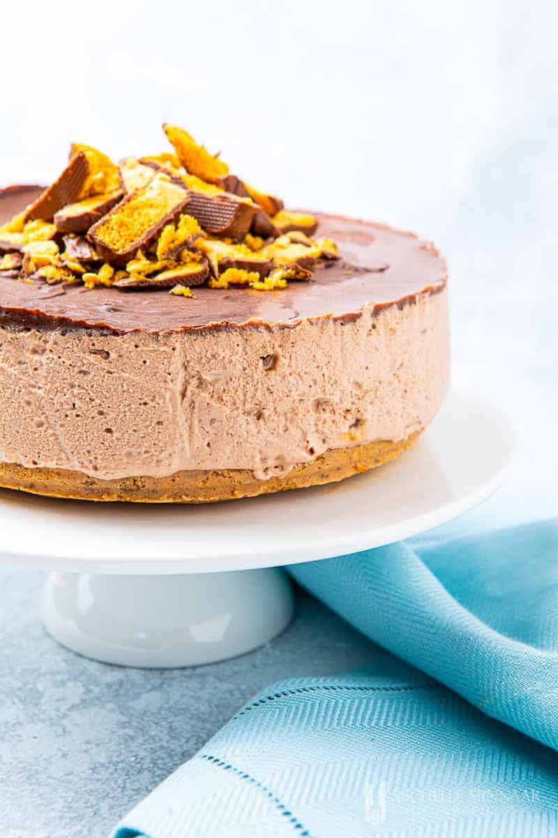 Full Crunchie cheesecake with layers
