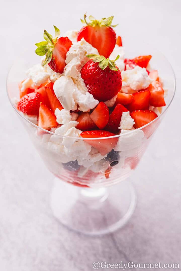 Eton mess in a serving glass.